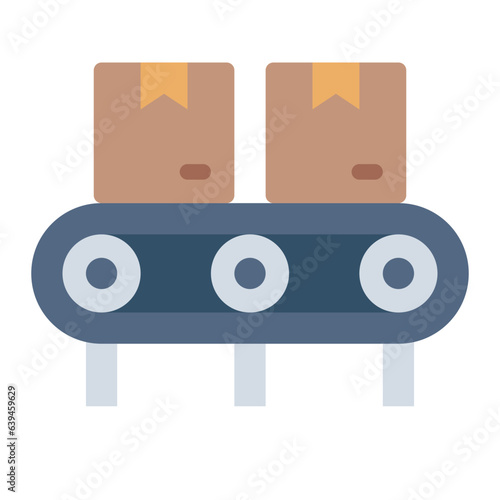 Conveyor with cardboard flat icon