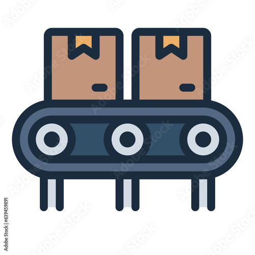 Conveyor with cardboard filled line icon