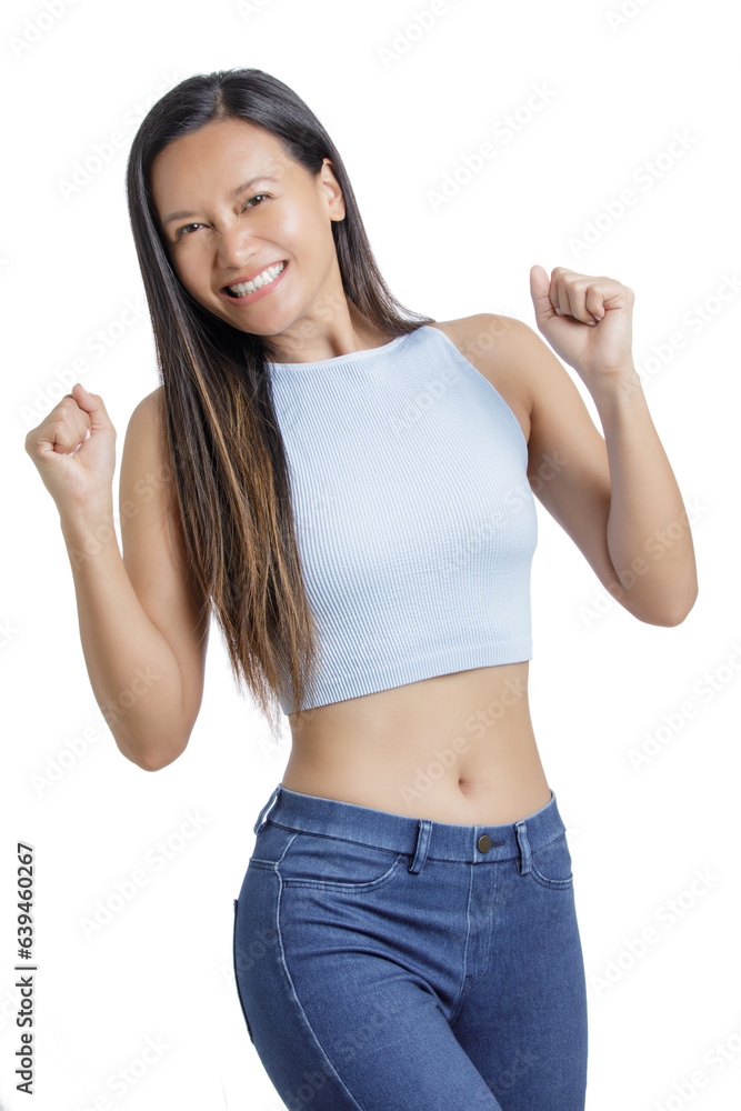 Asian American Woman showing emotions of happiness Asian American Woman showing emotions of happiness