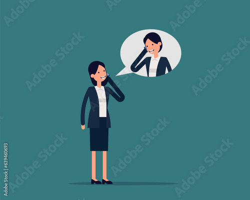 Business talking smartphone. Communication technology concept. Vector illustration in cartoon style