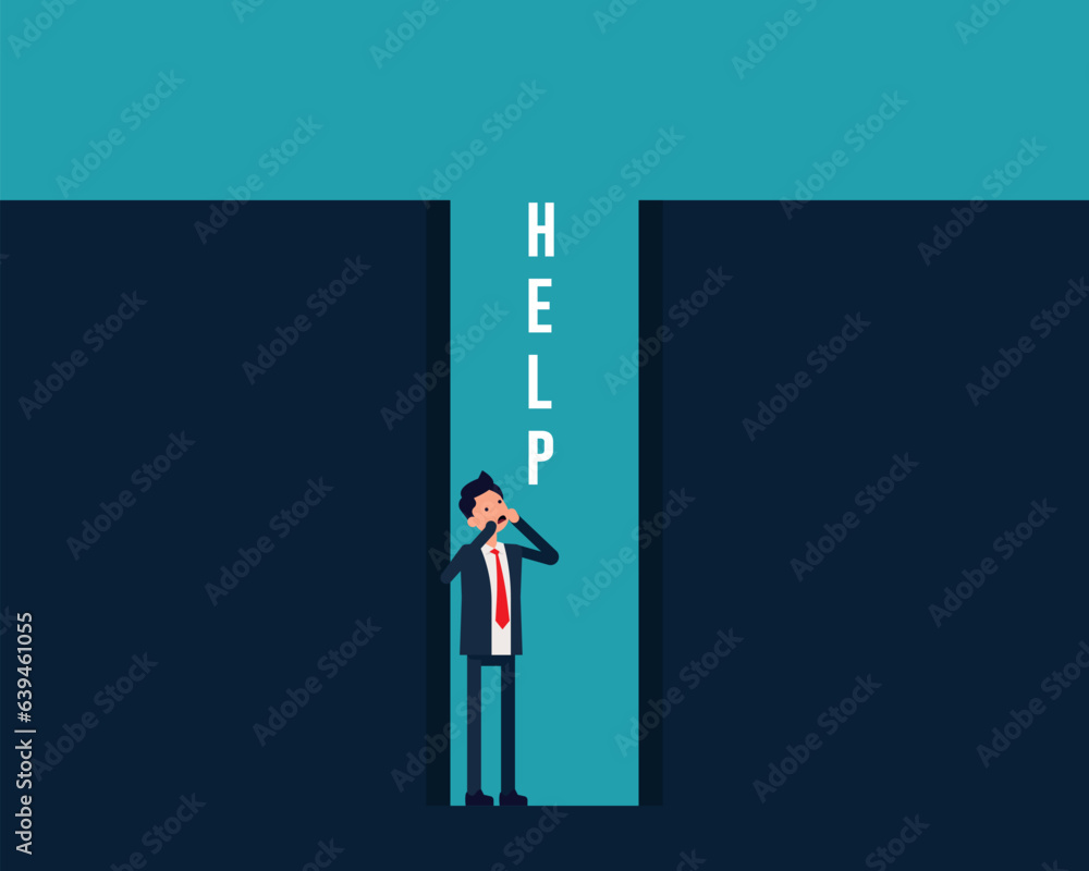 Shout for help. Accidents and Disasters concept. Adversity Shout for help. Accidents and Disasters concept. Adversity
