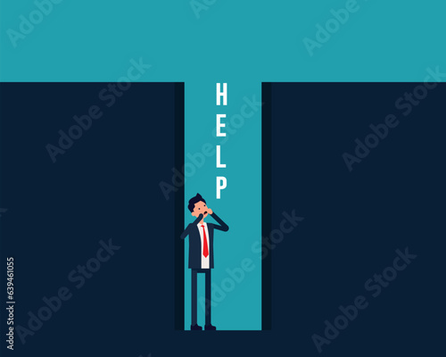 Shout for help. Accidents and Disasters concept. Adversity