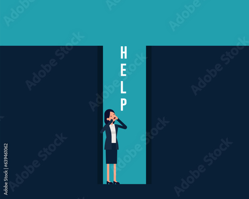Shout for help. Accidents and Disasters concept. Adversity