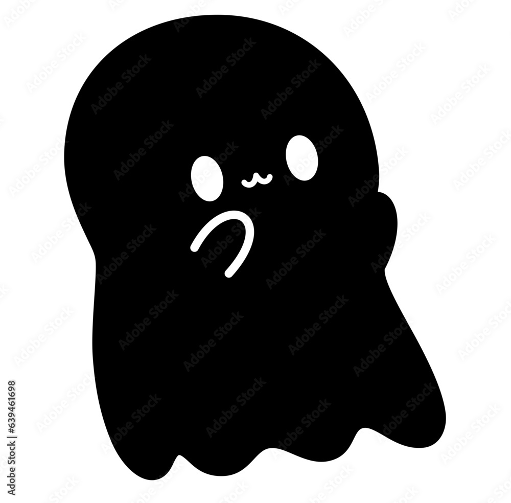 Obraz premium Cute kawaii ghost halloween cartoon silhouette 