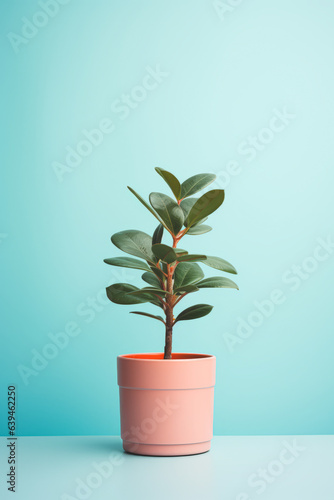 Minimalist potted plant with pastel colors