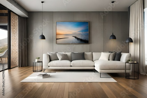 Wallpaper Mural modern living room generated ai Torontodigital.ca