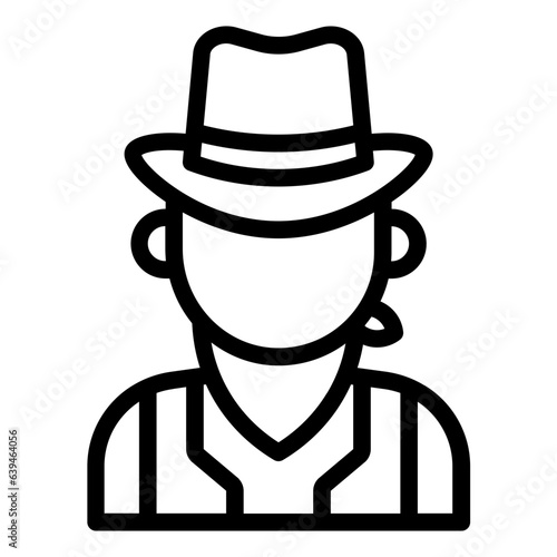 Cowboy avatar people outline icon