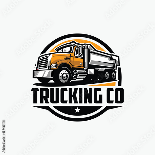 Trucking Company Badge Circle Emblem Vector Logo Template Set Isolated in White Background