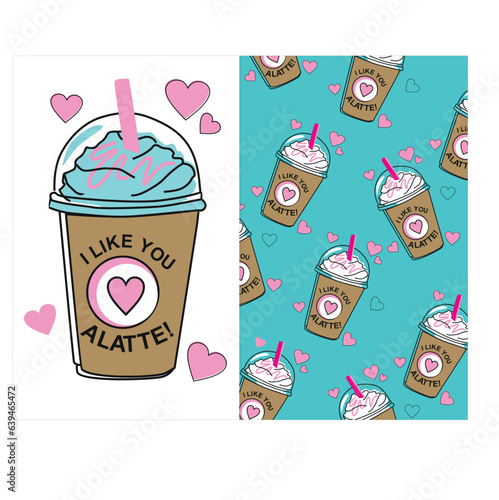  alatte cool ice cream t shirt print vector art photo