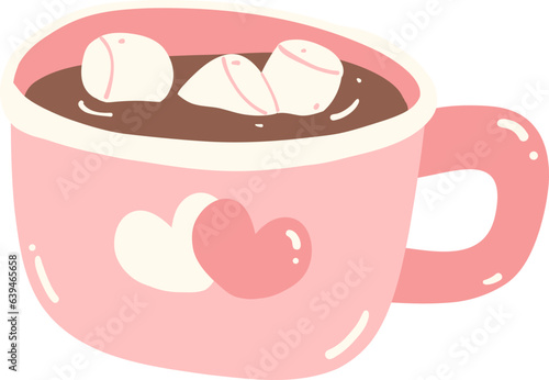 A cup of hot chocolate with marshmellow flat design