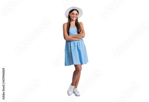 Bild auf Leinwand glad teen girl in summer dress at studio