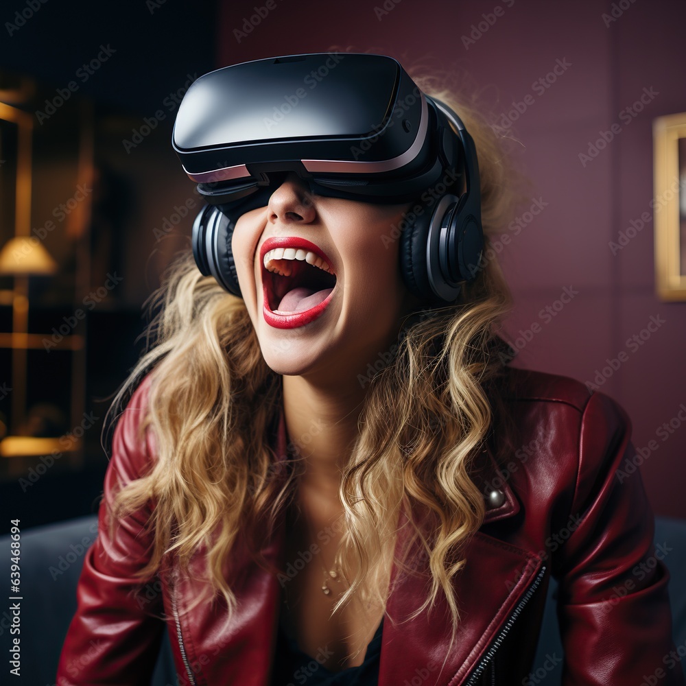 Illustration of a person wearing a virtual reality VR headset, AI Generated. Illustration of a person wearing a virtual reality VR headset, AI Generated.