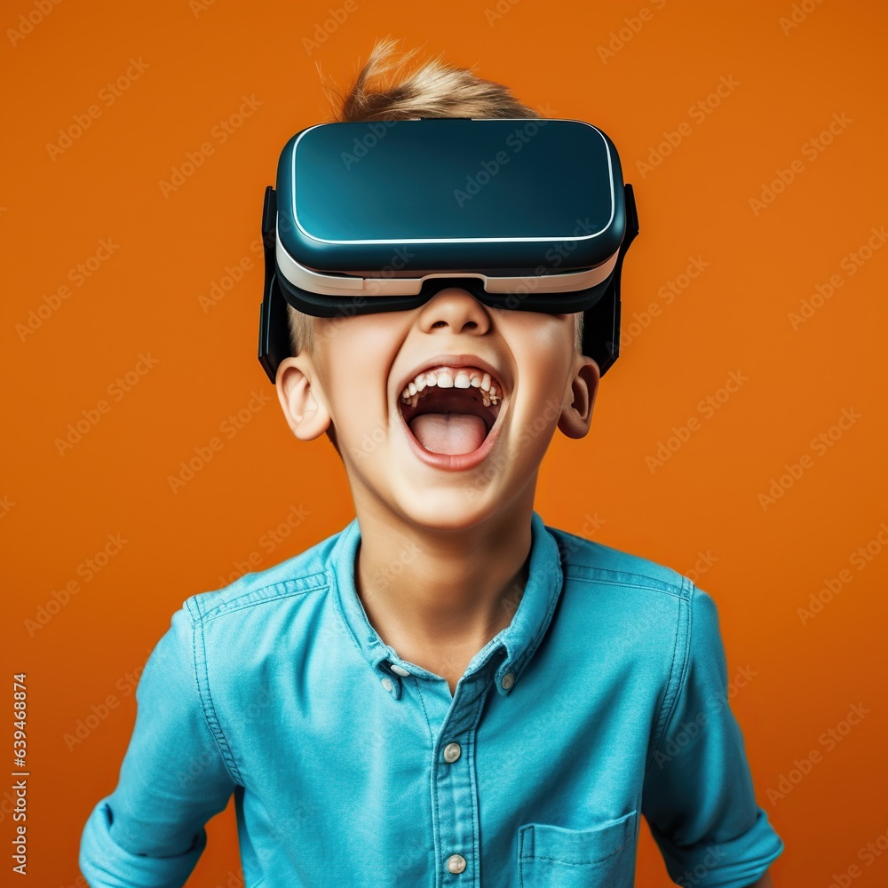 Illustration of a person wearing a virtual reality VR headset, AI Generated. Illustration of a person wearing a virtual reality VR headset, AI Generated.