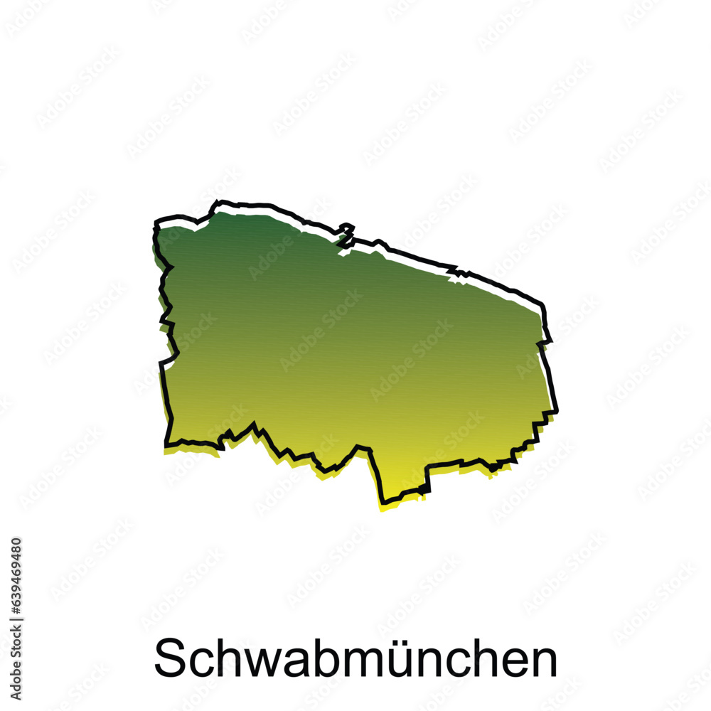 map City of Schwabmunchen. vector map of the German Country. Vector illustration design template