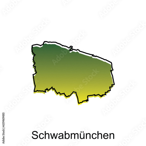 map City of Schwabmunchen. vector map of the German Country. Vector illustration design template