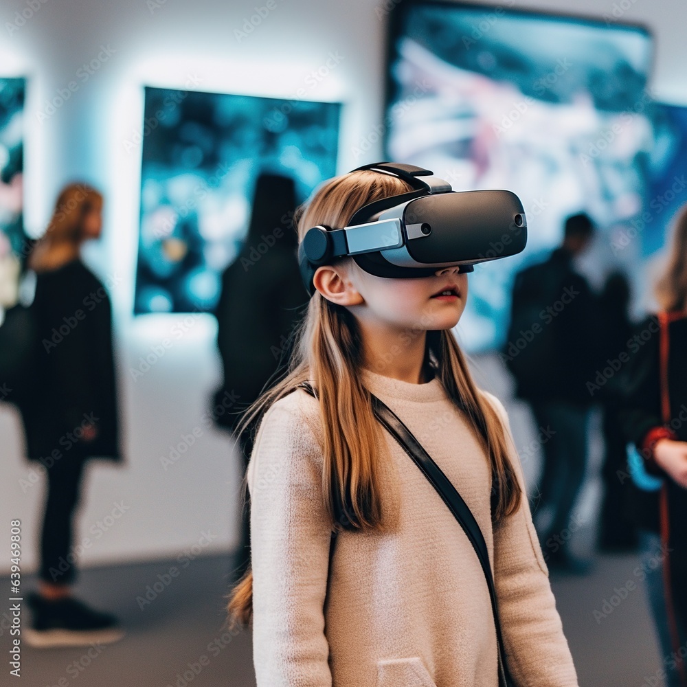 Illustration of a person wearing a virtual reality VR headset, AI-Generated. Illustration of a person wearing a virtual reality VR headset, AI-Generated.