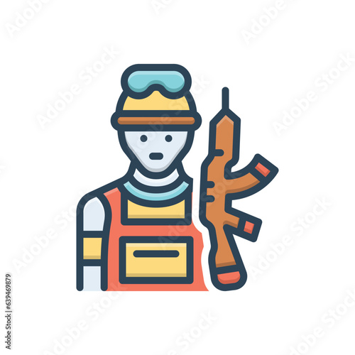 Color illustration icon for soldier 