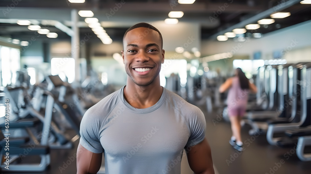 Portrait of handsome young man in a gym ready for his workout, Happy smiling attractive man Fitness Trainer Standing In Modern Sport Club Interior Portrait of handsome young man in a gym ready for his workout, Happy smiling attractive man Fitness Trainer Standing In Modern Sport Club Interior