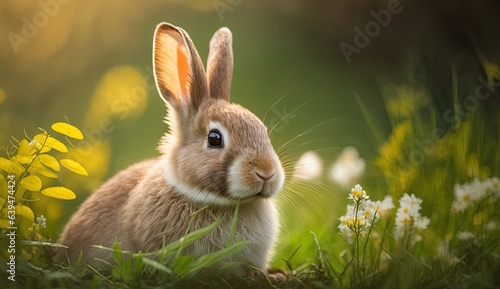 cute animal pet rabbit or bunny white color smiling and laughing isolated with copy space for easter background, rabbit, animal, pet, cute, fur, ear, mammal, background, celebration, generate by AI.