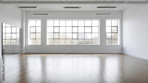 Minimal style interior room with white wall. dance hall  office space