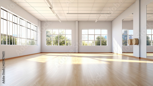 Minimal style interior room with white wall. dance hall  office space