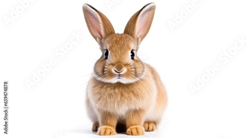 cute animal pet rabbit or bunny white color smiling and laughing isolated with copy space for easter background, rabbit, animal, pet, cute, fur, ear, mammal, background, celebration, generate by AI. © pinkrabbit