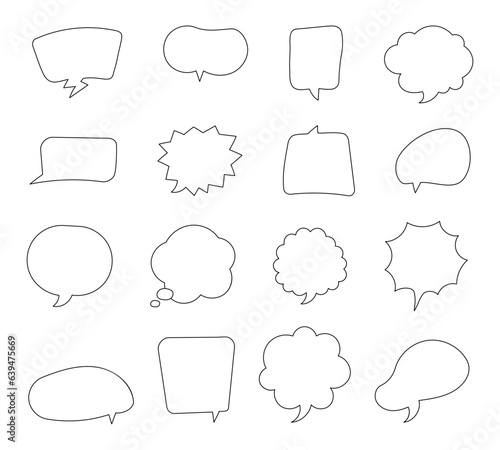 Speech bubble. Coloring Page. Think talking decorative element message. Vector drawing. Collection of design elements.