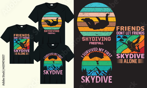 skydiving shirt t shirt design, sky diving funny parachuting skydiver summer t-shirt