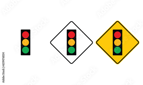 icon traffic lights outline traffic warning sign design for yellow background and black and white background