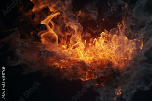 combustion on black background
