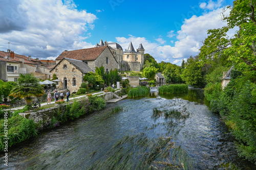 Verteuil-sur-Charente is a village situated on the banks of the river Charente  in the quiet French countryside with a beautiful castel and water mills. High quality photo