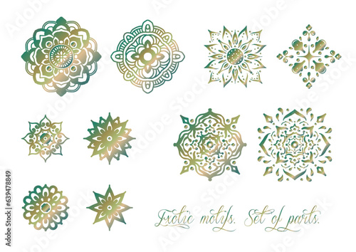 曼荼羅風の幾何学モチーフセット