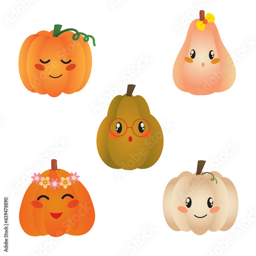 Cute Halloween pumpkin set