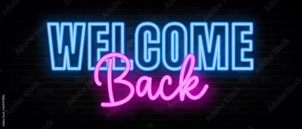 Welcome Back Neon Signs Vector Design Template Neon Style