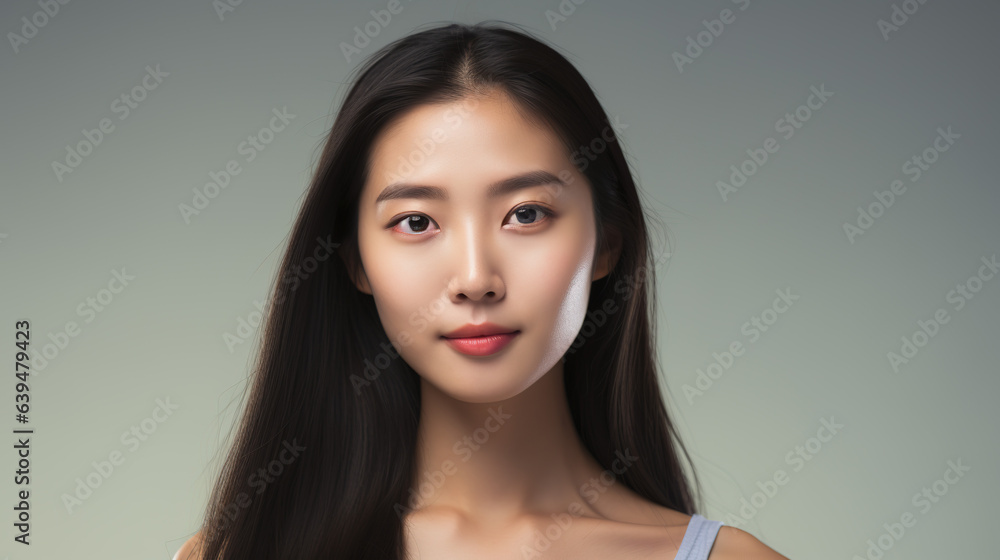 A Portrait of a confident beautiful Asian model on a white background. A Portrait of a confident beautiful Asian model on a white background.