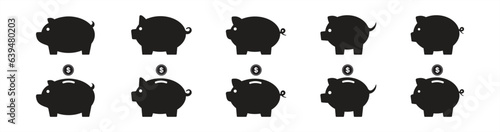 Pig icon. Piggy bank saving money icon. Piggy bank icon collection. Piggy bank and piggy icon in flat style. Baby pig sign and symbol. vector illustration.