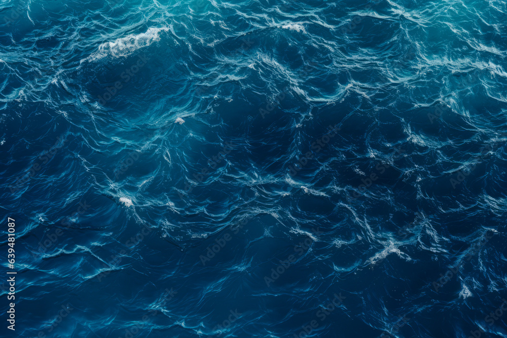 High angle shot of the Deep blue ocean with waves and ripples