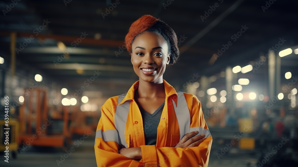 Fototapeta premium portrait of a female engineer standing in factory industry