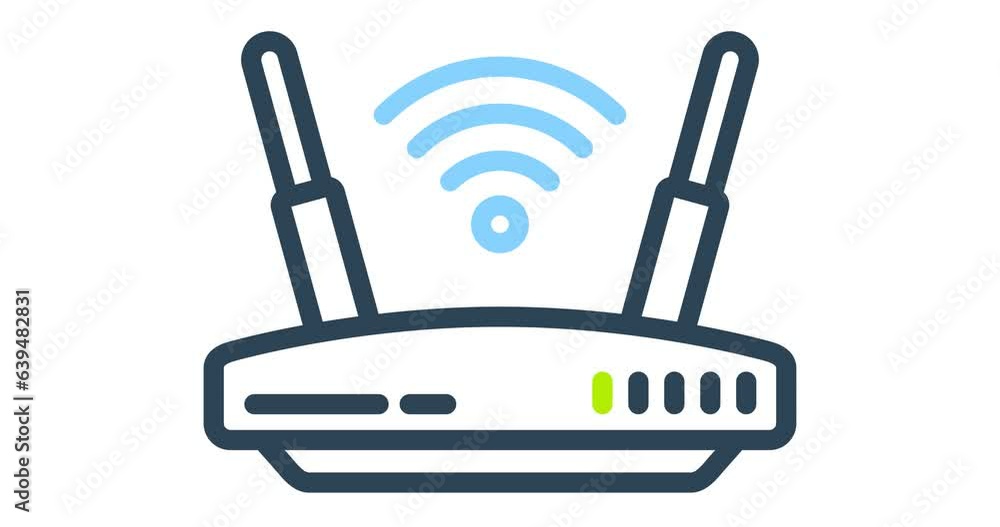 animated wireless router-modem with wi-fi signal icon animated wireless router-modem with wi-fi signal icon