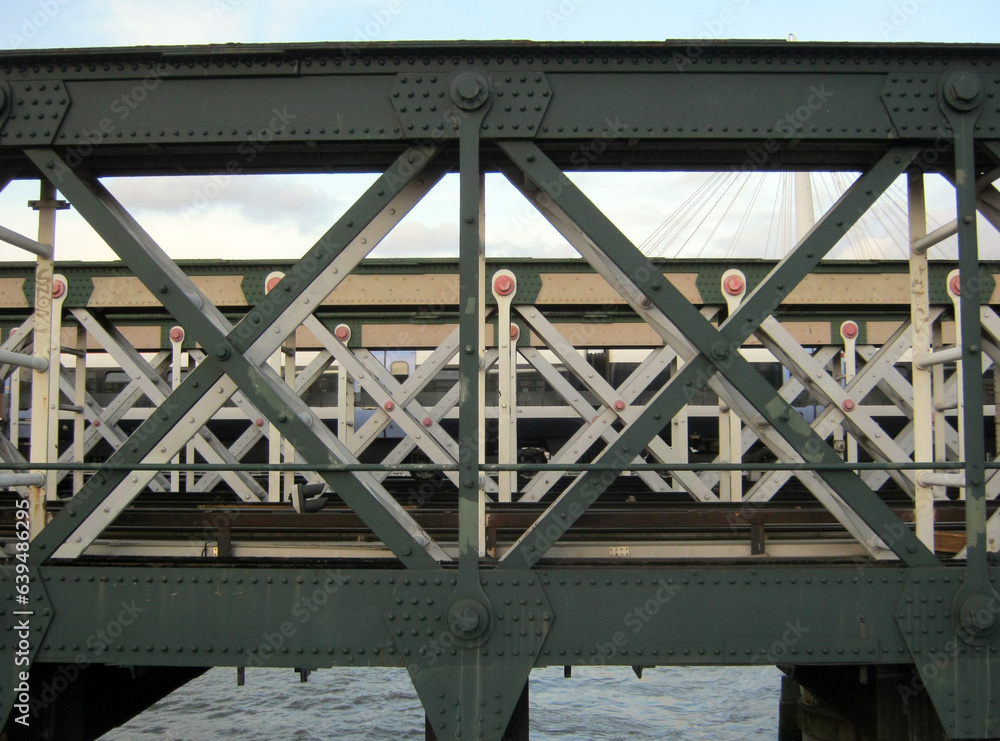iron structures of the bridge over the river iron structures of the bridge over the river