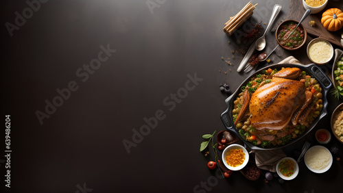 thanks giving dinner flat lay with copy space ai generated