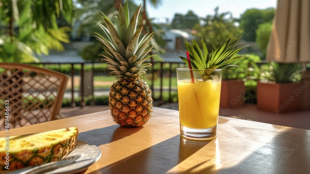 pineapple juice on table 