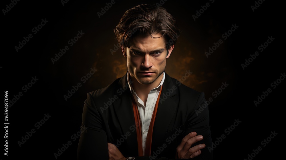 Serious young man in a black suit Serious young man in a black suit
