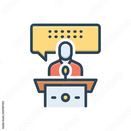 Color illustration icon for speech 