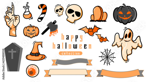 halloween party set vector illustration, cute design