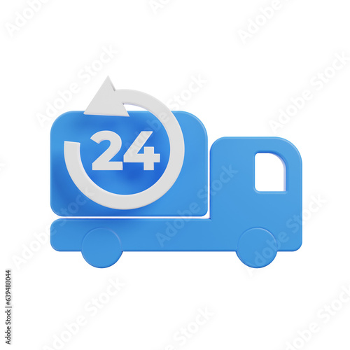 3d Illustration of shipment icon in 3d render style 24 hour services