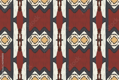 Ikat Floral Paisley Embroidery Background. Ikat Triangle Geometric Ethnic Oriental Pattern traditional.aztec Style Abstract Vector illustration.design for Texture,fabric,clothing,wrapping,sarong.