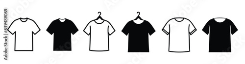 T-shirt icon. T-shirt icon collection line and flat style. T-shirt with hanger icon. T-shirt sign and symbol. Vector illustration.