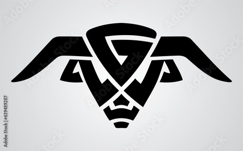 Bull Abstract Head Design Symbol, Celtic Style