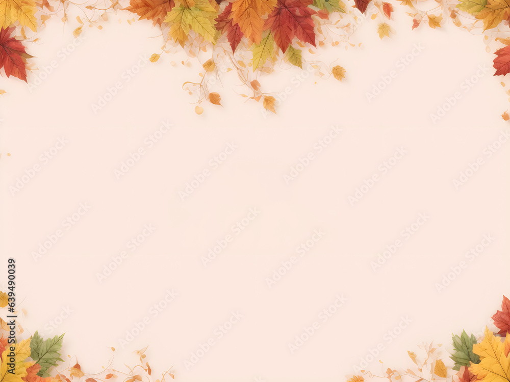 photo autumn background with leaves and copy space ai generated